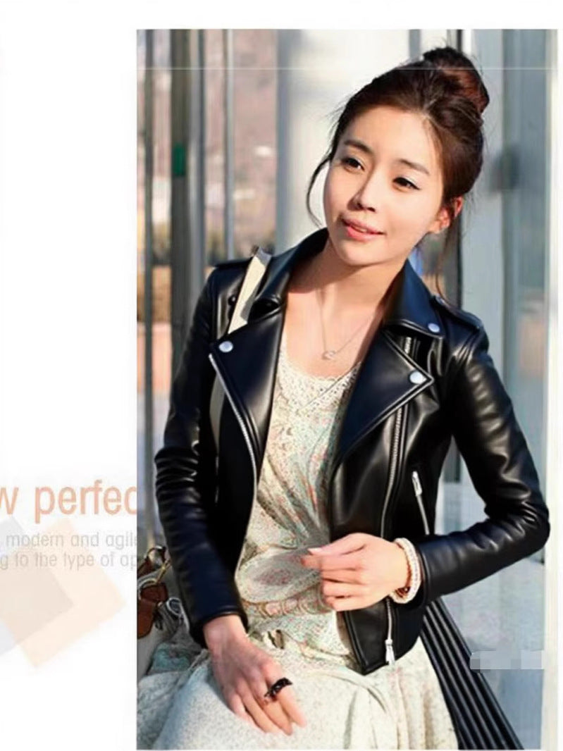 Women's Faux Leather Bomber Jacket for Casual Everyday Wear