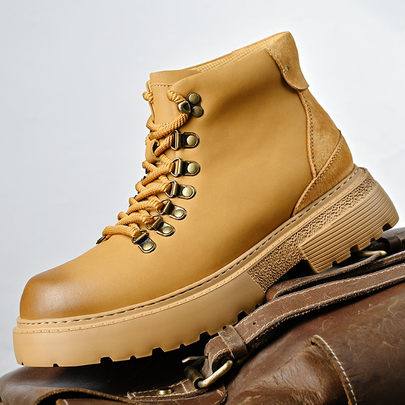Martin Men's Warm Leather Work Boots with Thick Sole