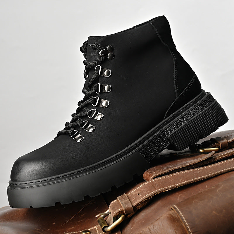 Martin Men's Warm Leather Work Boots with Thick Sole