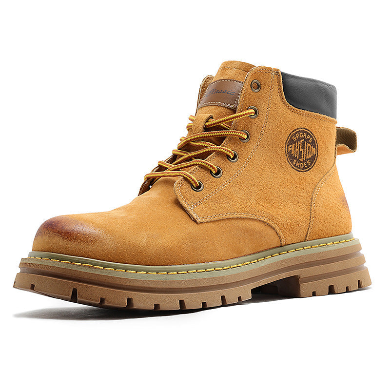Unisex Classic High-Top Work Boots with Thick Platform Sole