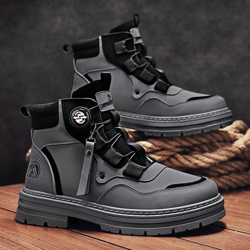 Men's High-Top Workwear Motorcycle Boots for Outdoor Wear