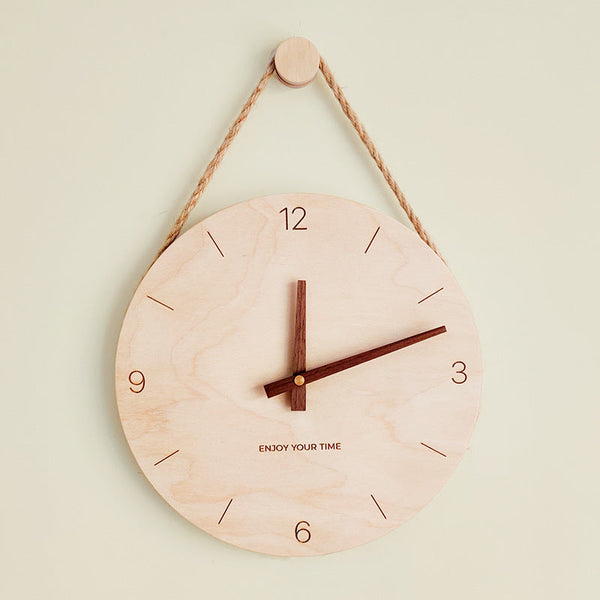 Nordic Wooden Hanging Wall Clock – Japanese Style Silent