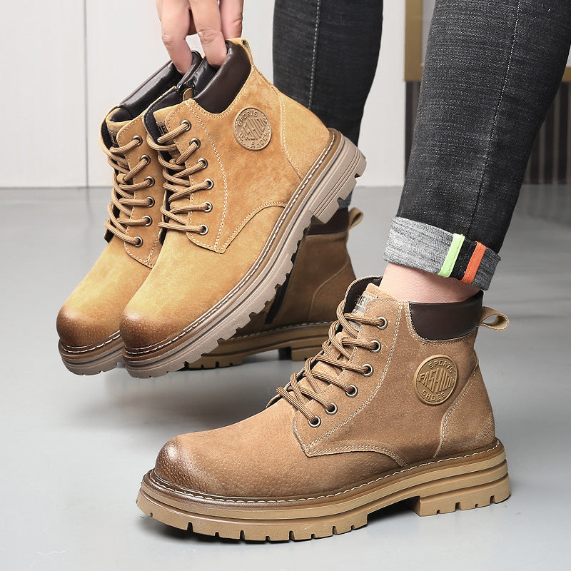 Men's Genuine Leather Fleece-Lined Martin Work Boots