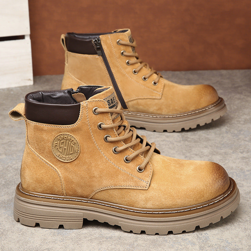 Men's Genuine Leather Fleece-Lined Martin Work Boots