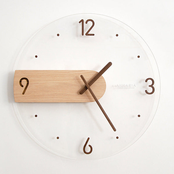 Nordic Solid Wood Wall Clock – Modern Acrylic Glass Silent
