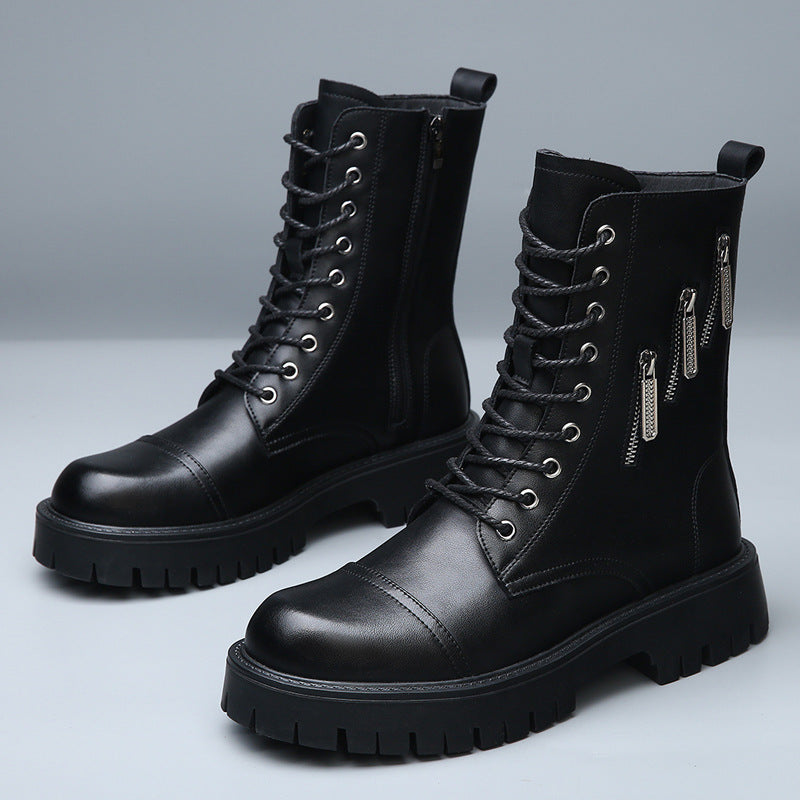 Men's High-Top Fleece-Lined Leather Martin Work Boots