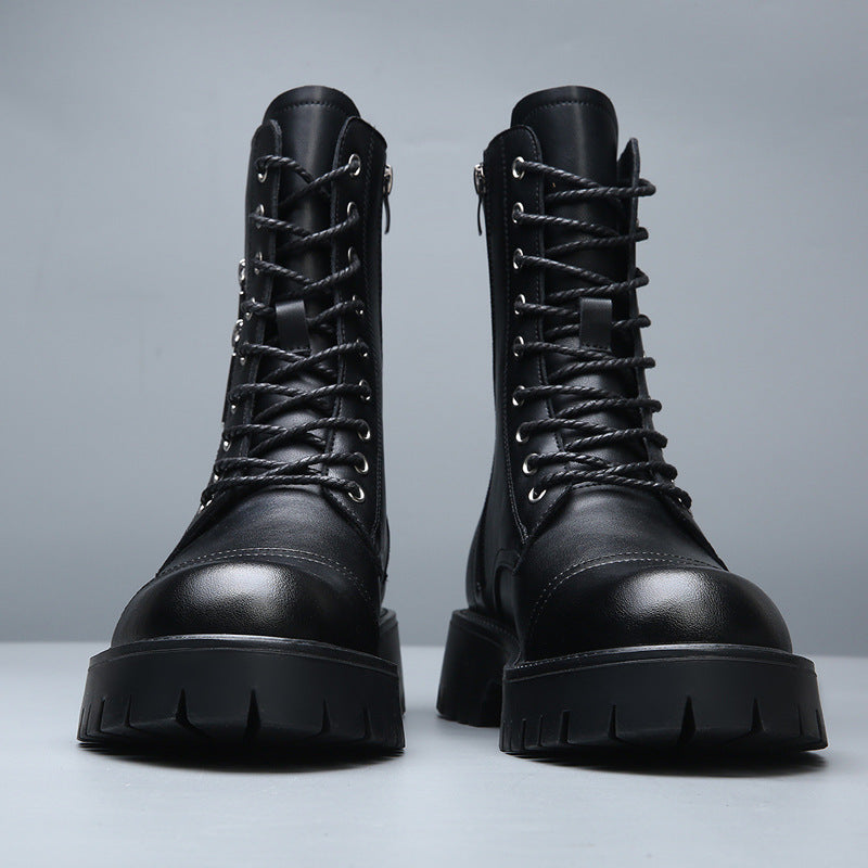 Men's High-Top Fleece-Lined Leather Martin Work Boots