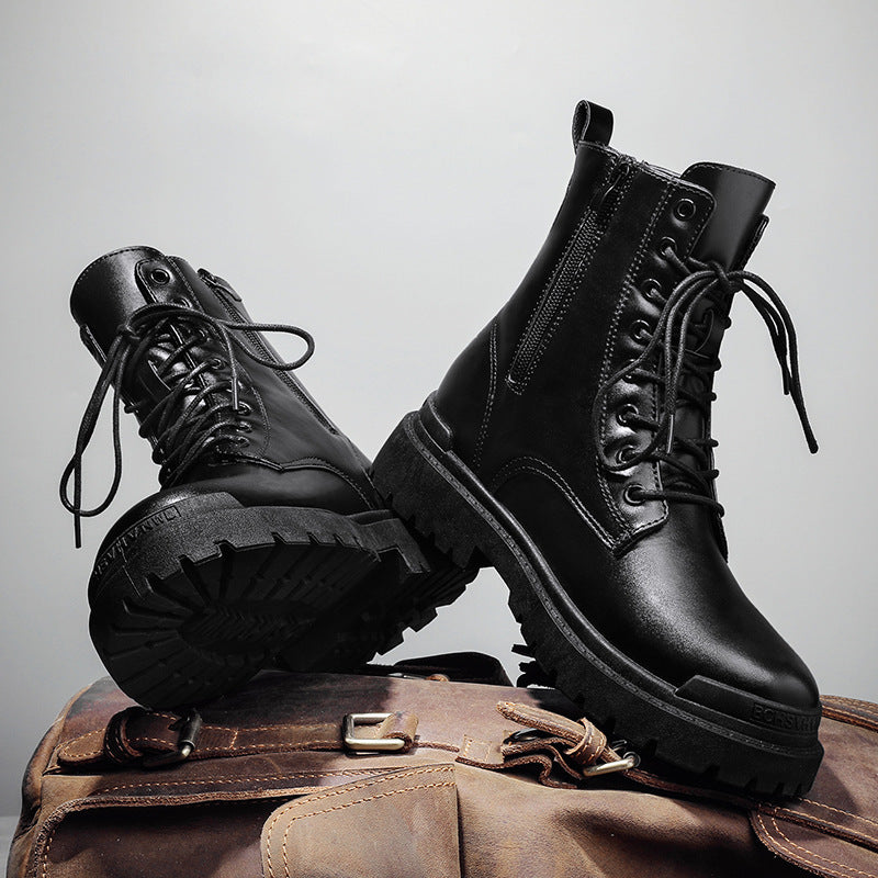 Men's Waterproof High-Top Martin Boots with Thick Sole