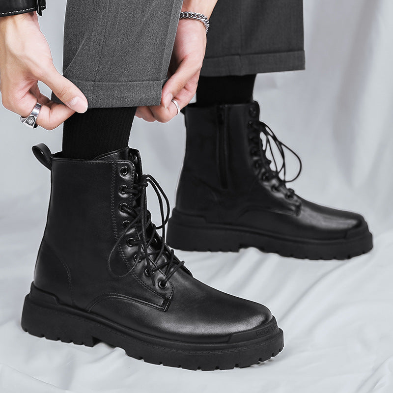 Men's Waterproof High-Top Martin Boots with Thick Sole
