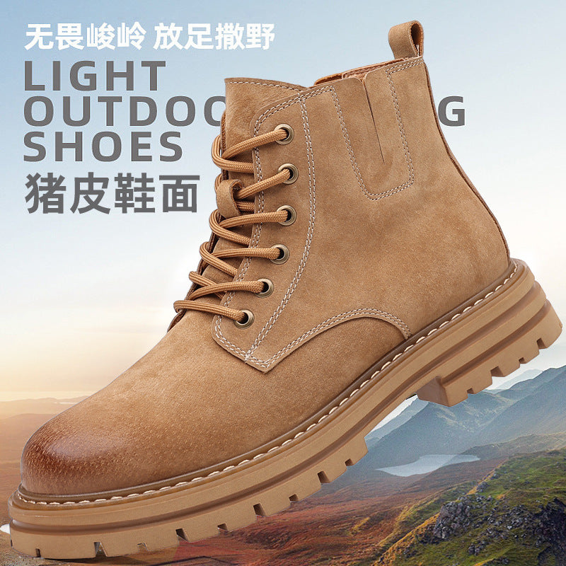 Men's Pigskin Leather Martin Boots with Thick Cushioned Sole