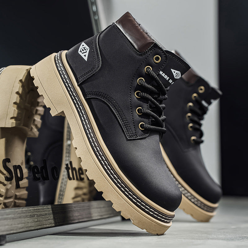 Men's Waterproof Leather Work Boots with Non-Slip Sole
