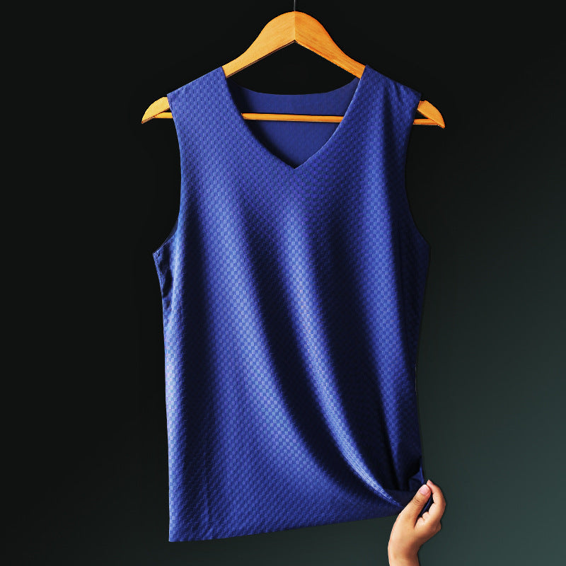 Men's Ice Silk Seamless Slim Fit V-Neck Sleeveless Vest