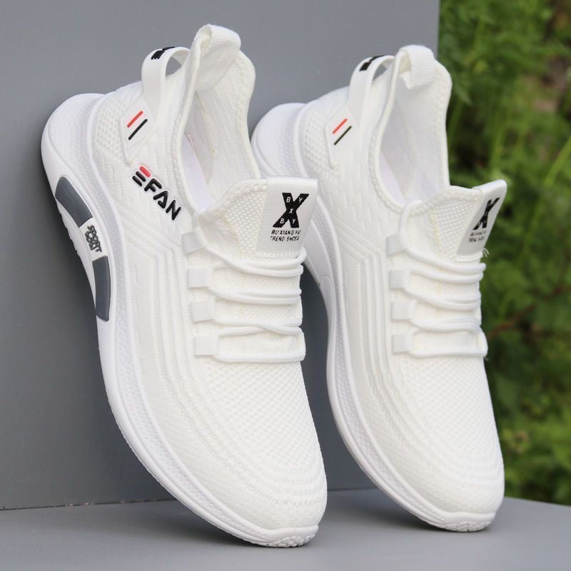 Men's Breathable Fly Woven Mesh Sports Casual Shoes White