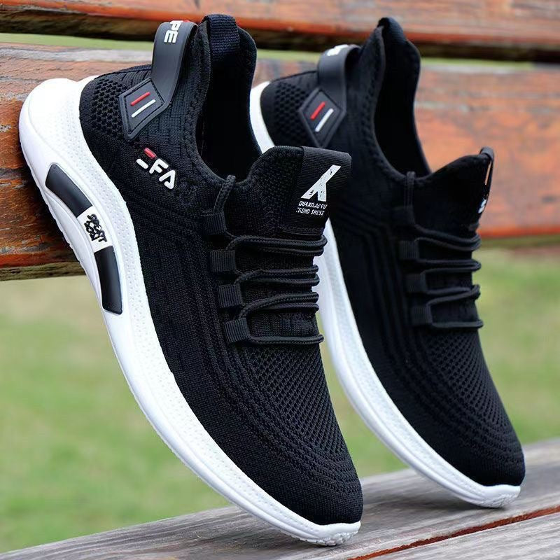 Men's Breathable Fly Woven Mesh Sports Casual Shoes White