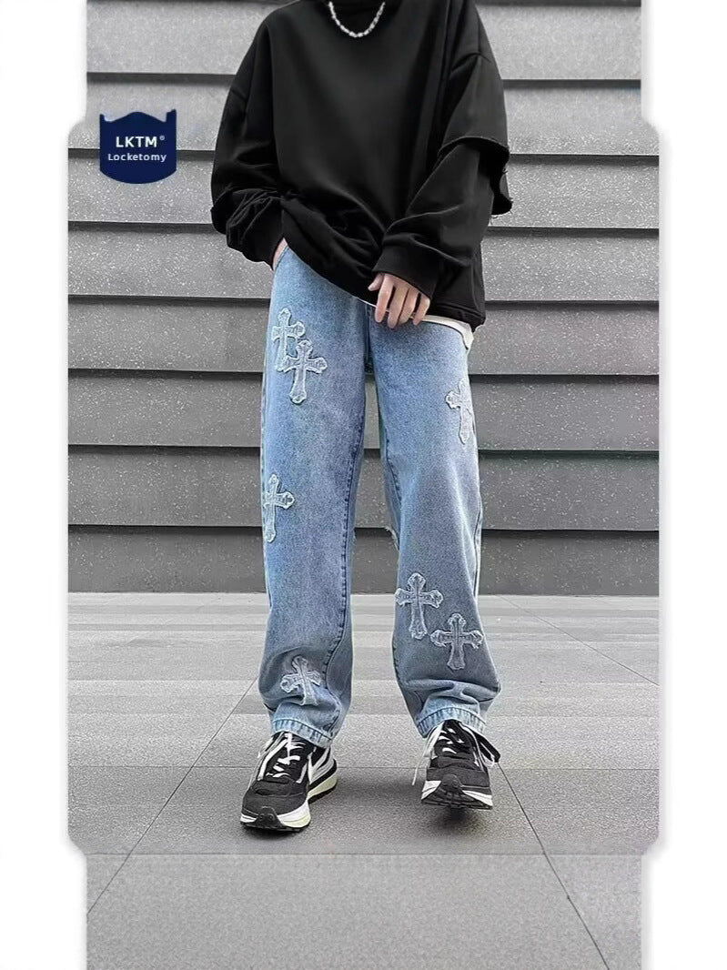 Unisex Loose-Fit Wide-Leg Denim Jeans