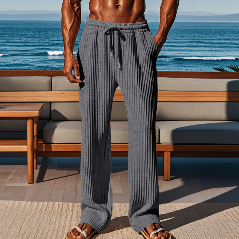 Men's Vertical Stripe Wide Leg Casual Sports Pants