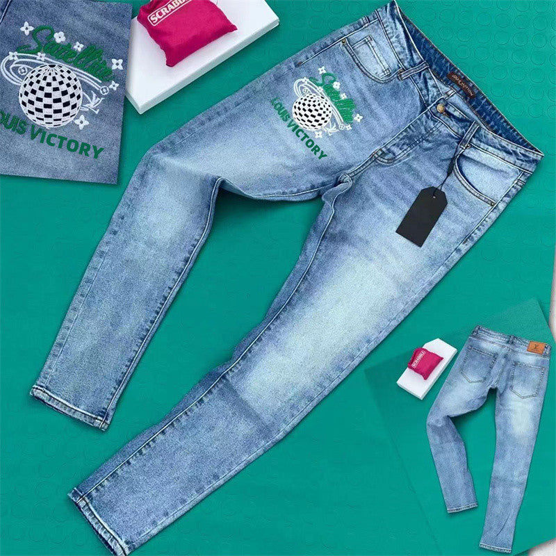 Men's Slim-Fit Stretch Distressed Straight Denim Jeans