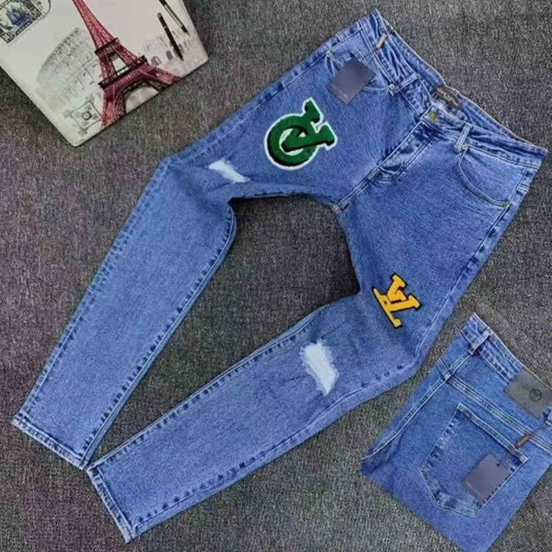 Men's Slim-Fit Stretch Distressed Straight Denim Jeans