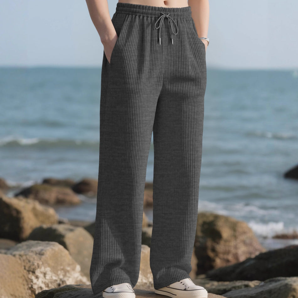 Men's Vertical Stripe Loose Straight Leg Casual Pants