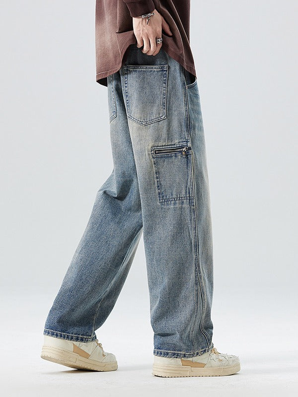 Men's Loose-Fit Wide-Leg Casual Denim Jeans
