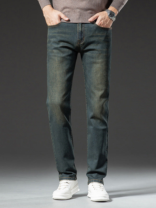 Men's Straight-Leg Stretch Washed Retro Denim Jeans