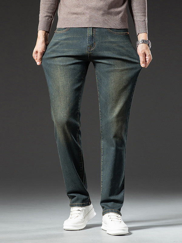 Men's Straight-Leg Stretch Washed Retro Denim Jeans