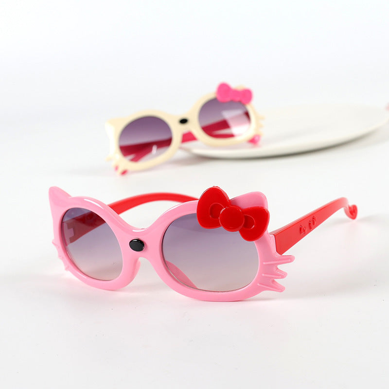Kids Cat-Shaped Sunglasses – Cute Bow UV Protection Cartoon