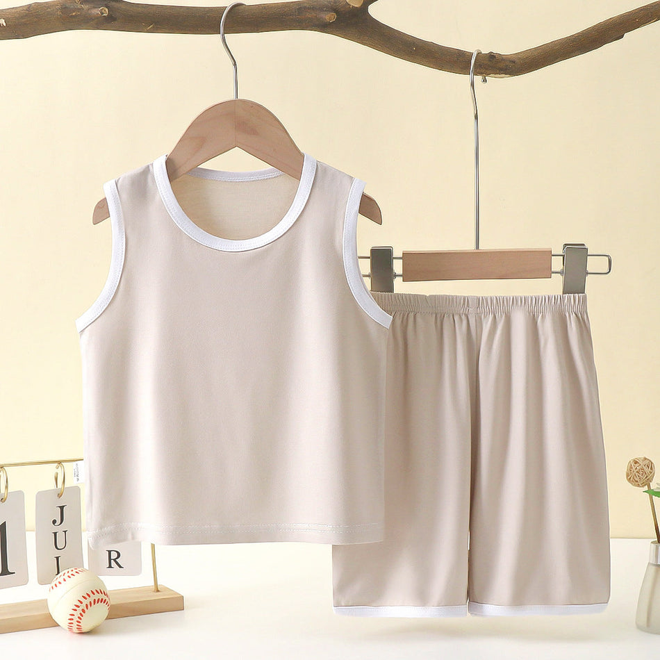 Kids Modal Pajama Set – Sleeveless Vest & Shorts Summer Sleepwear