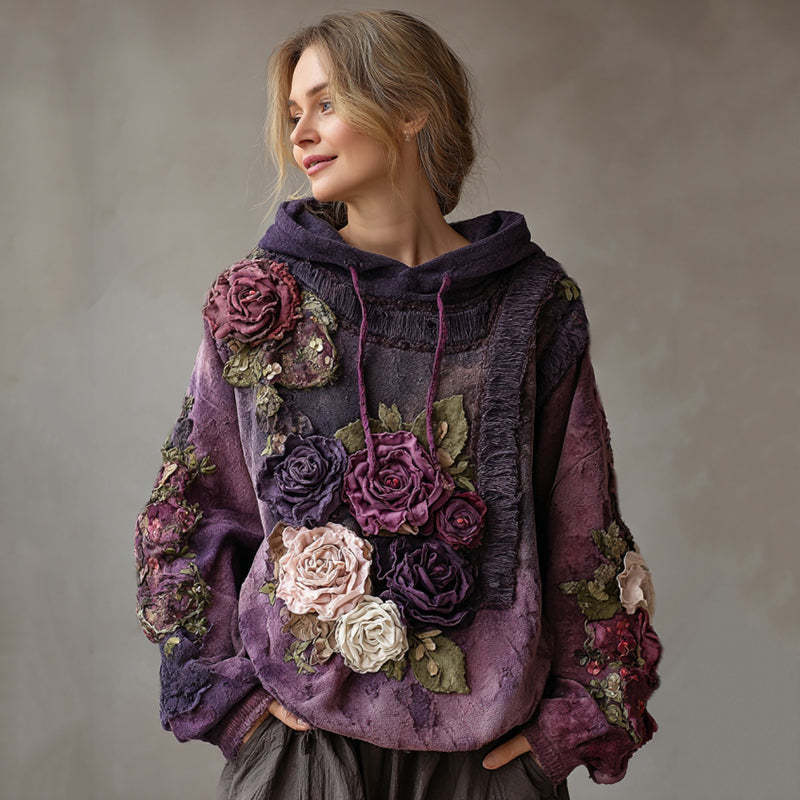 Women's Cherry Blossom Print Oversized Hooded Sweatshirt
