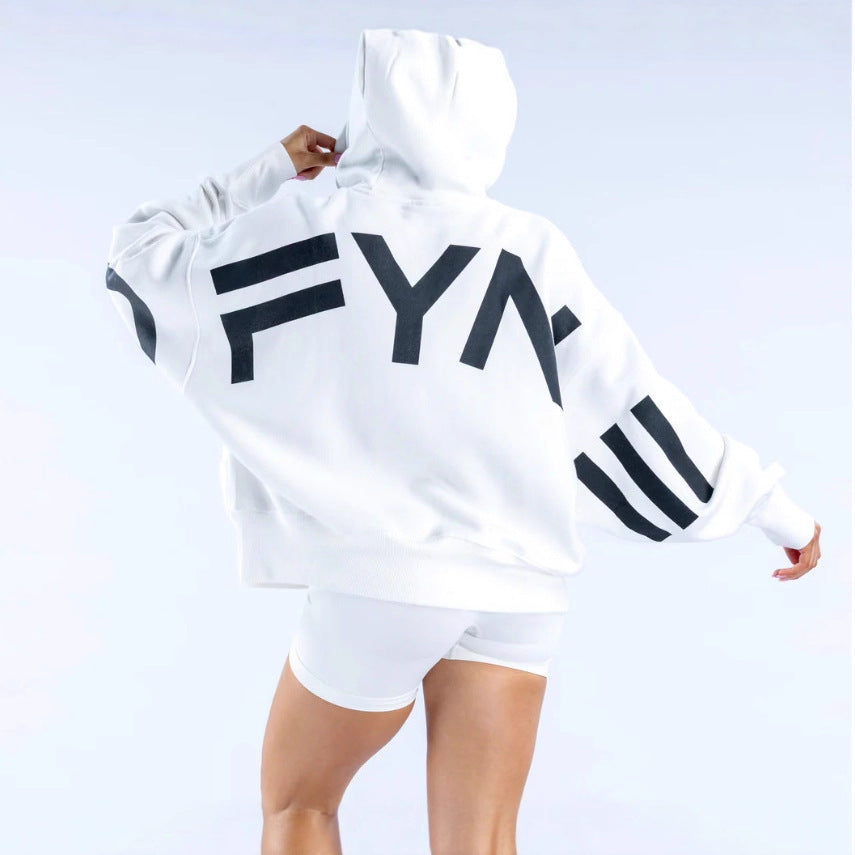Women's Printed Fleece Hooded Oversized Sweatshirt