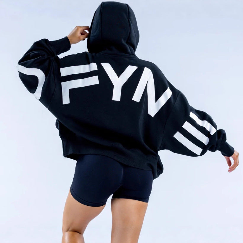 Women's Printed Fleece Hooded Oversized Sweatshirt