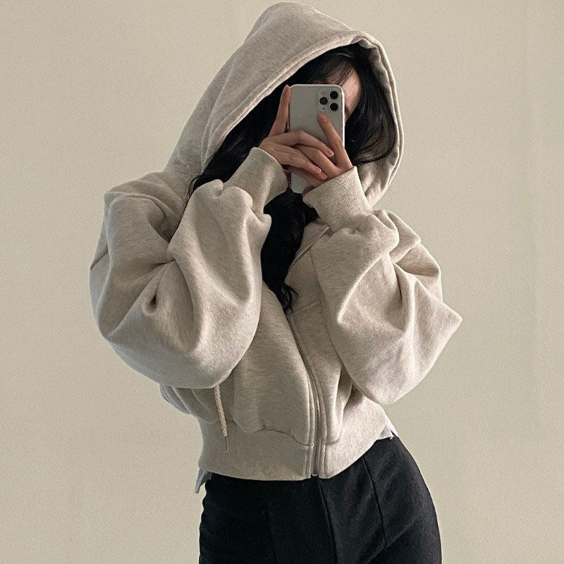 Women's Slim-Fit Fleece Hooded Zip-Up Sweatshirt