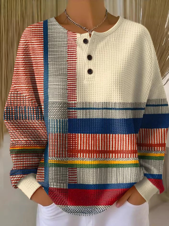 Women's 3D Printed Long Sleeve Polo Shirt