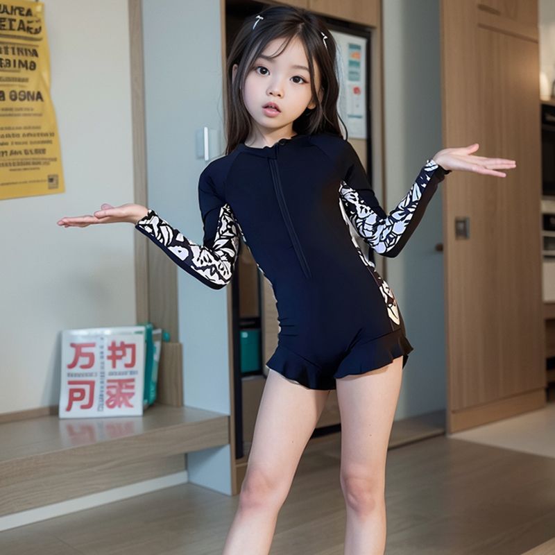 Girls' Long Sleeve One-Piece Swimsuit – UV Protection Kids