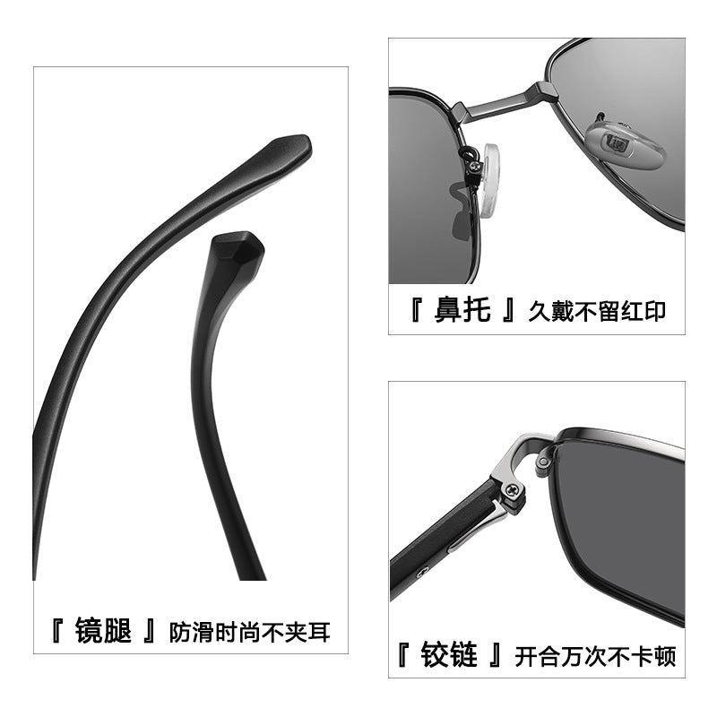 Metal Polarized Square Sunglasses UV400 Business Style for Men