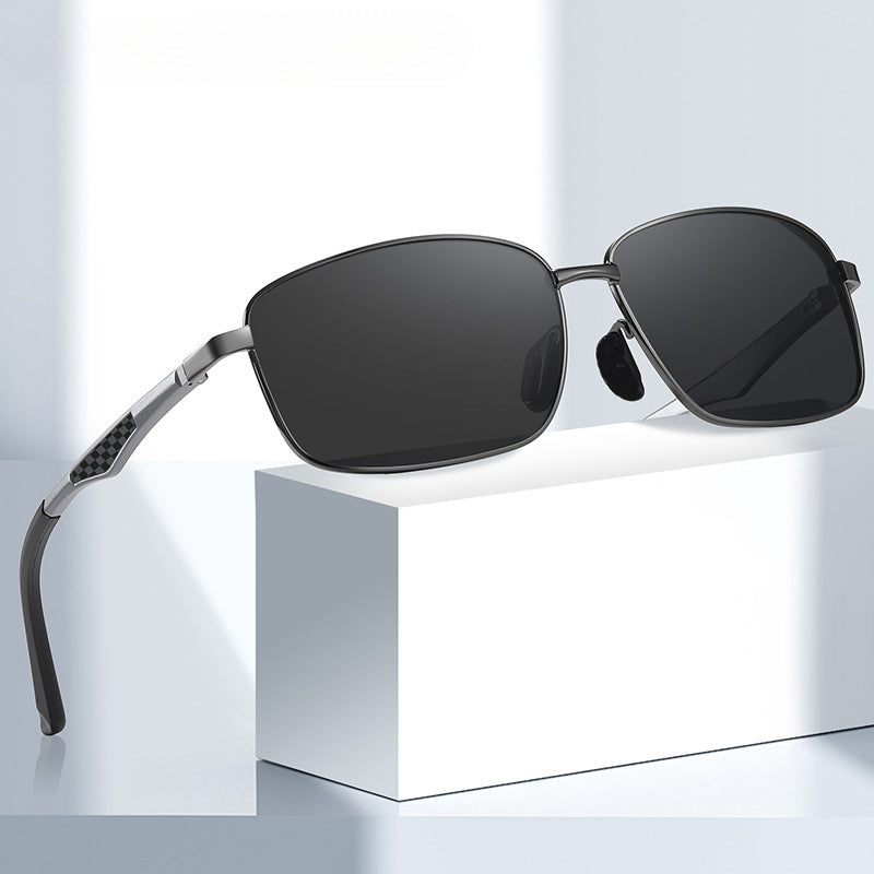 Polarized Square Sunglasses UV400 Metal Frame Driving Glasses Men