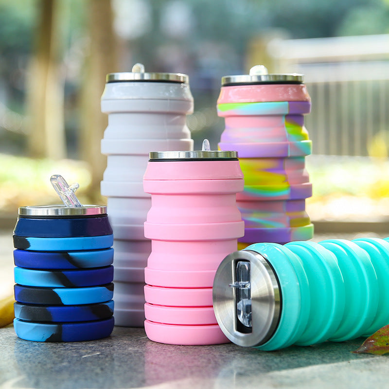 Qunhao Silicone Folding Water Bottle - Retractable, 480ml