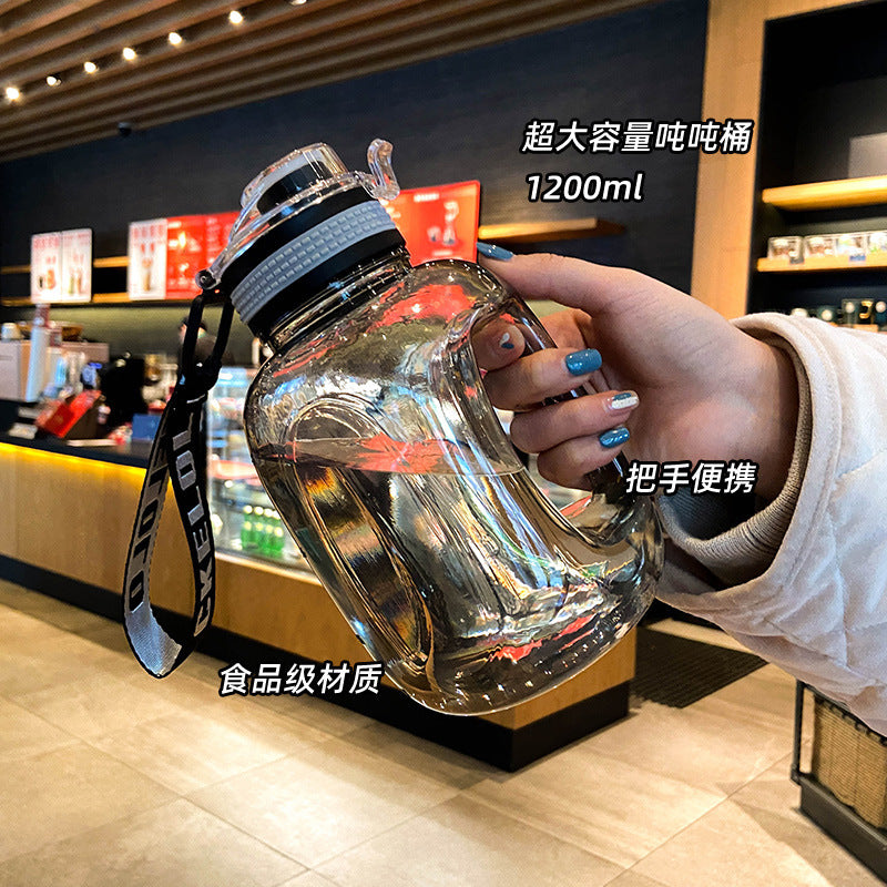 Large Capacity Straw Water Bottle - 1200ml, Boys Sports