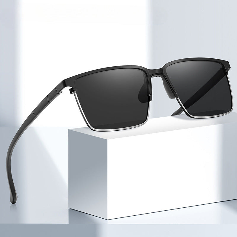 Polarized Square Sunglasses UV400 Metal Frame Glasses for Men
