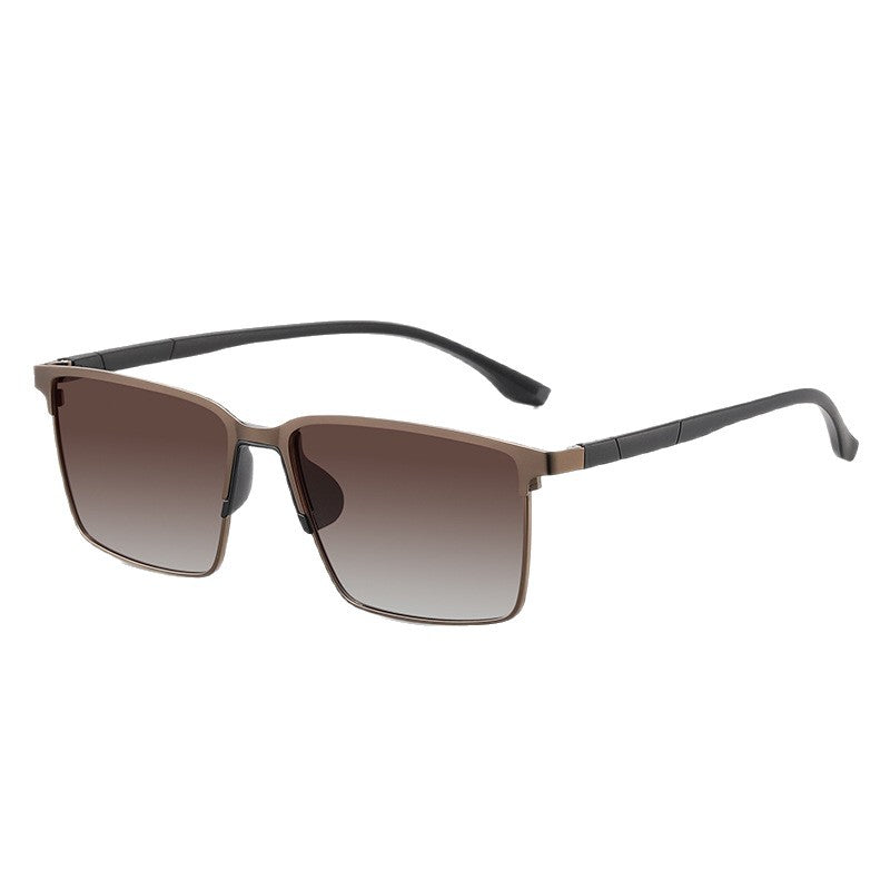 Polarized Square Sunglasses UV400 Metal Frame Glasses for Men