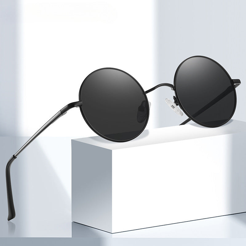 Retro Round Polarized Sunglasses UV400 Metal Frame Glasses