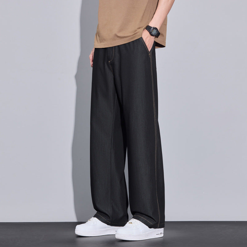 Men's Ice Silk Wide Leg Denim Casual Jeans