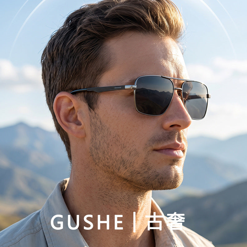 Stainless Steel Polarized Square Sunglasses UV400 Driving Glasses