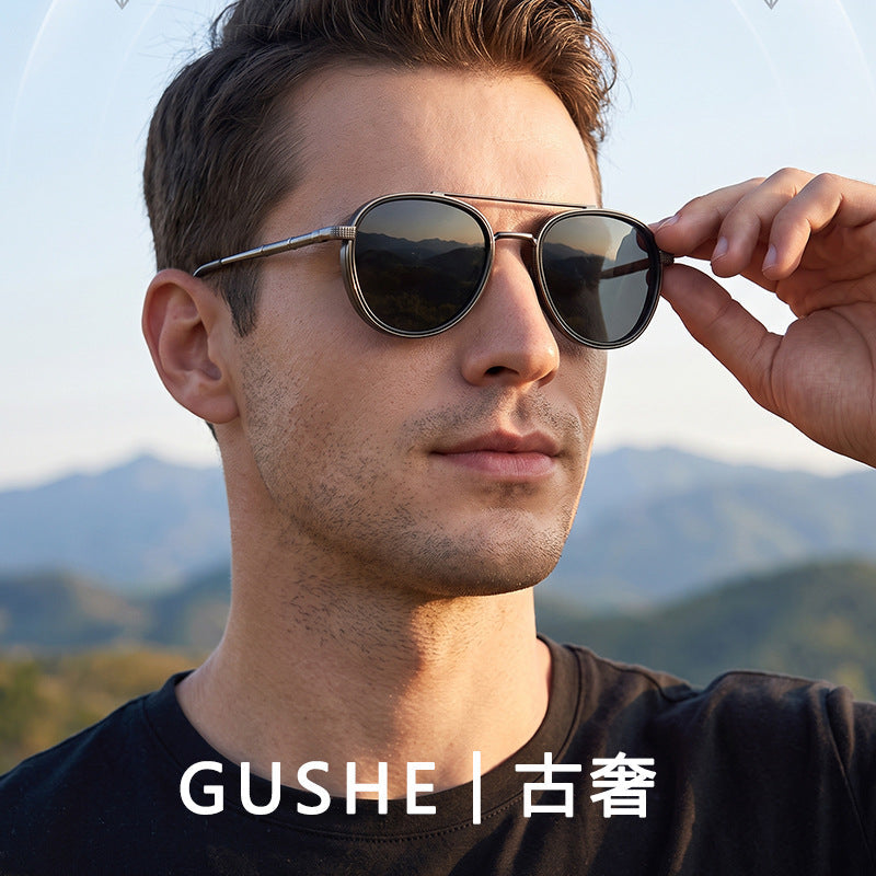 Polarized Double Beam Sunglasses UV400 Metal Frame Unisex