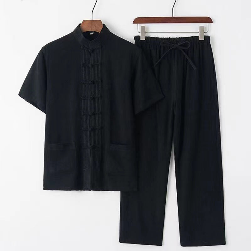 Men's Linen Frog Button Shirt & Trousers Set