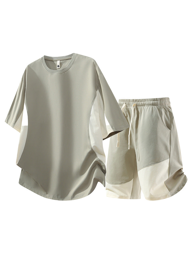 Men's Round Neck T-Shirt & Shorts Sports Set