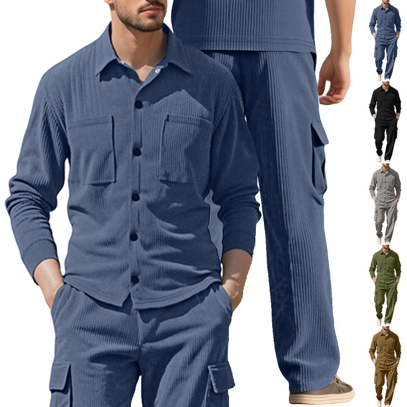 Men's Corduroy Jacket & Trousers Casual Workwear Set