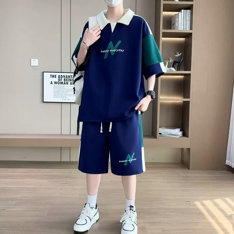 Men's Ice Silk T-Shirt & Shorts Casual Sports Set