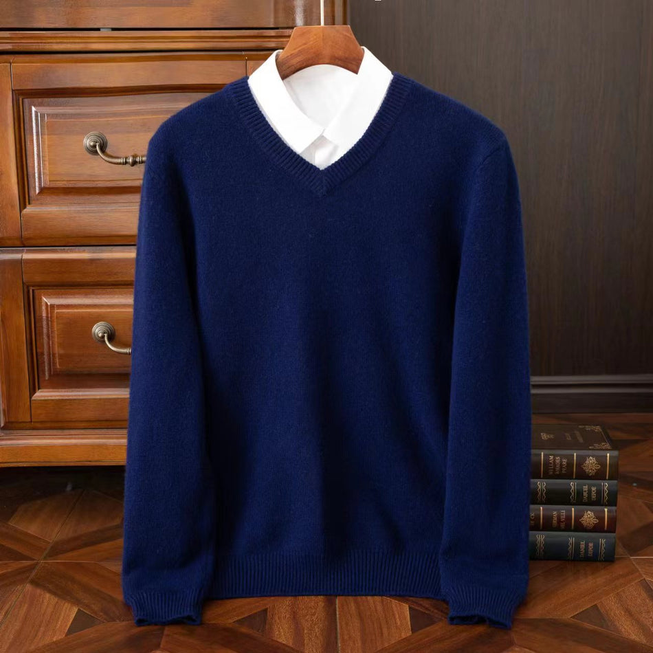 Men's V-Neck Knit Pullover Sweater