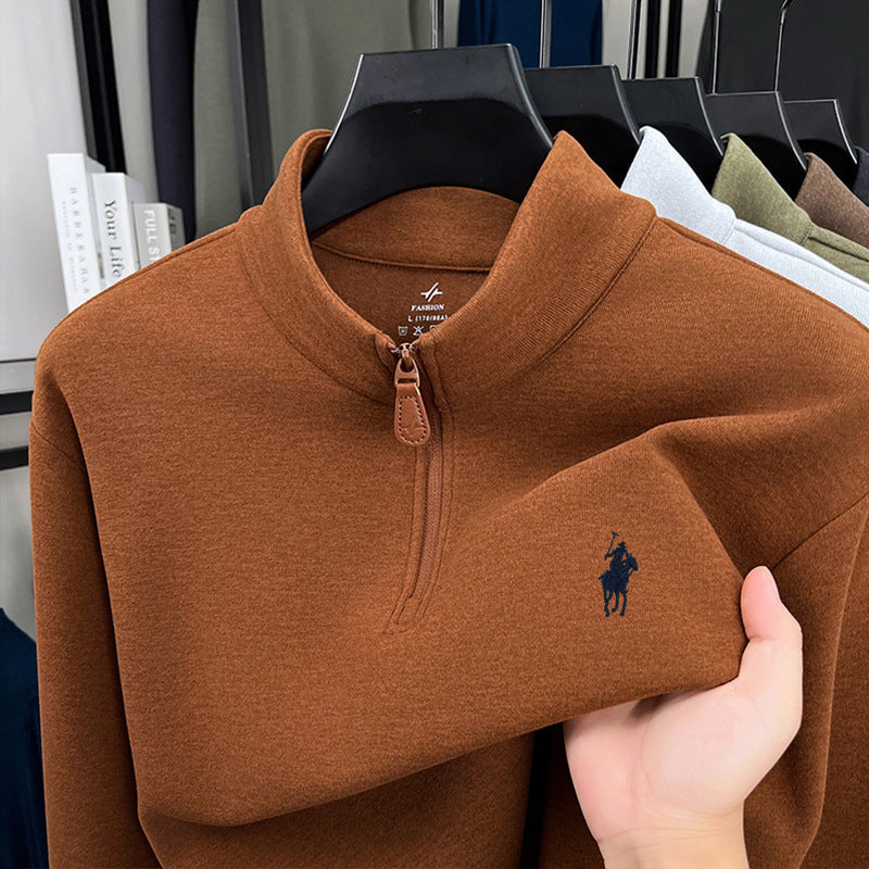 Men's Velvet Thermal Stand Collar Zipper Sweatshirt